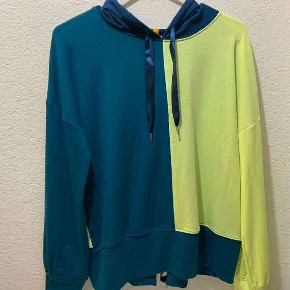NWT Tek Gera Women's On the Go Active Hoodie Teal and Yellow Size medium - Picture 2 of 8